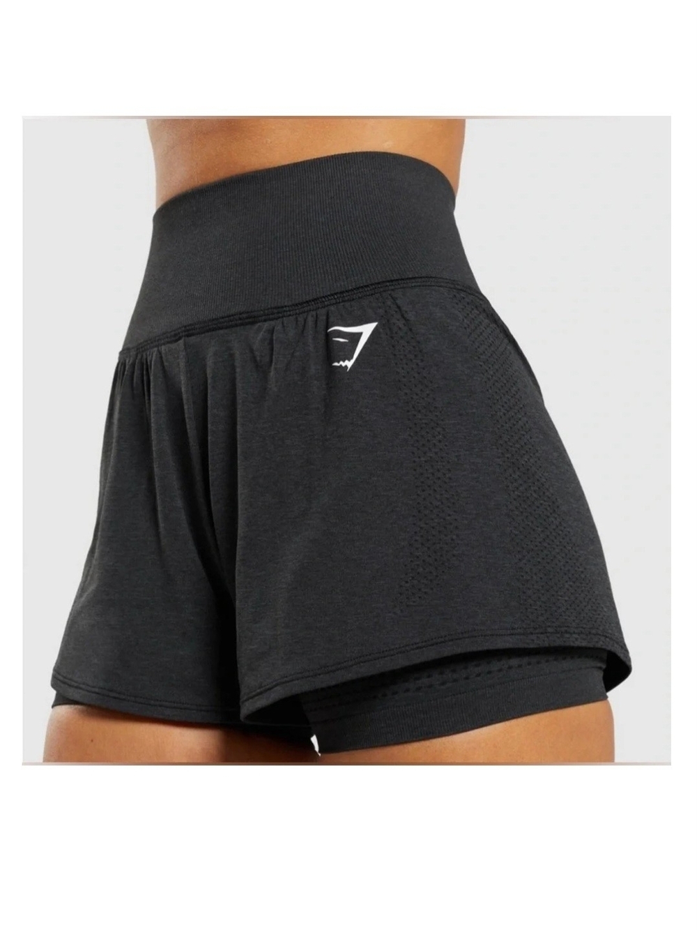 Gymshark Energy+ Seamless 2-in-1 Shorts - Black Marl - Size Medium - Picture 9 of 11